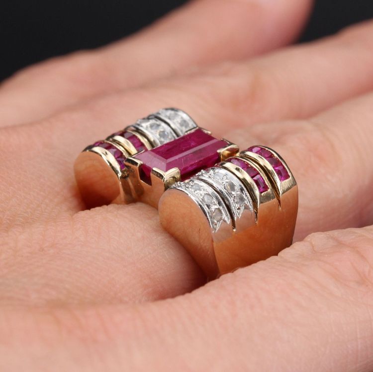 Tankring mit Rubin und Diamant