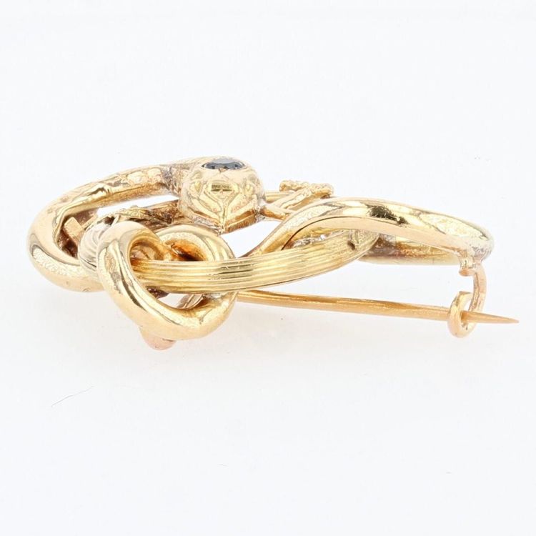 Broche Serpent Ancienne Or Et Saphir