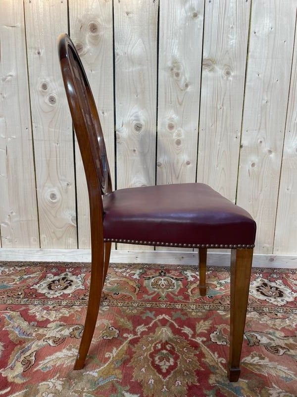 Suite de 6 chaises de style Louis XVI bordeaux 