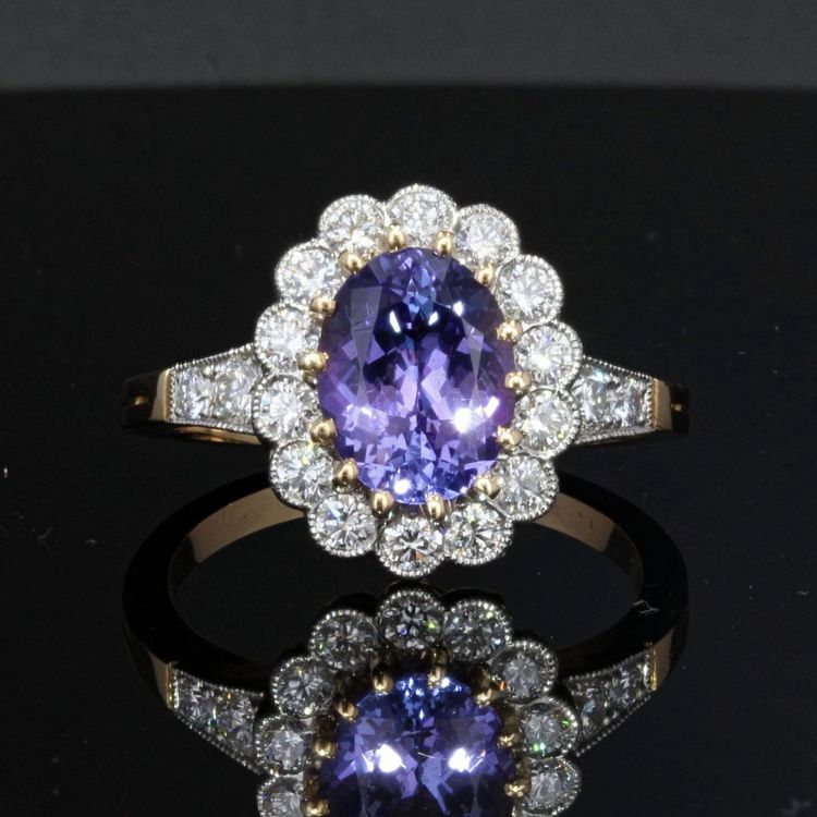 Bague Or Marguerite Tanzanite Diamants