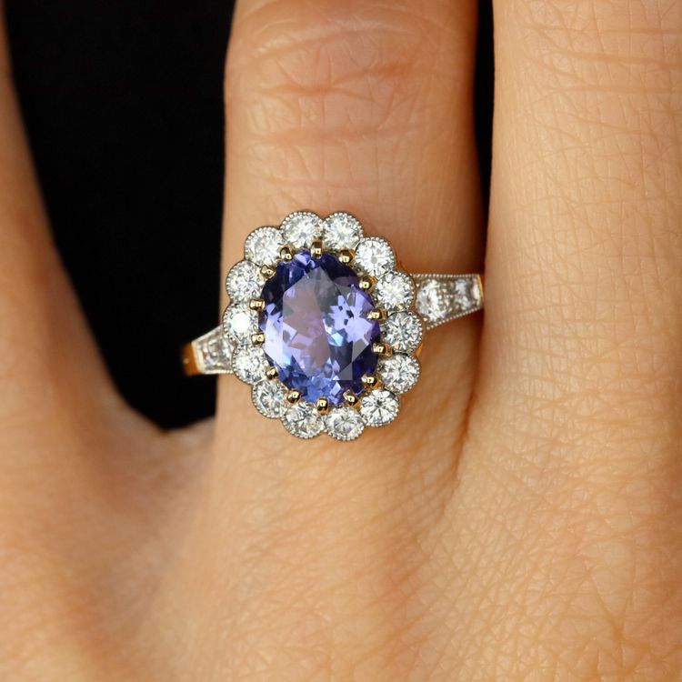 Bague Or Marguerite Tanzanite Diamants