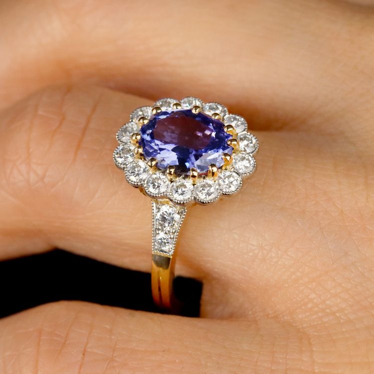 Bague Or Marguerite Tanzanite Diamants