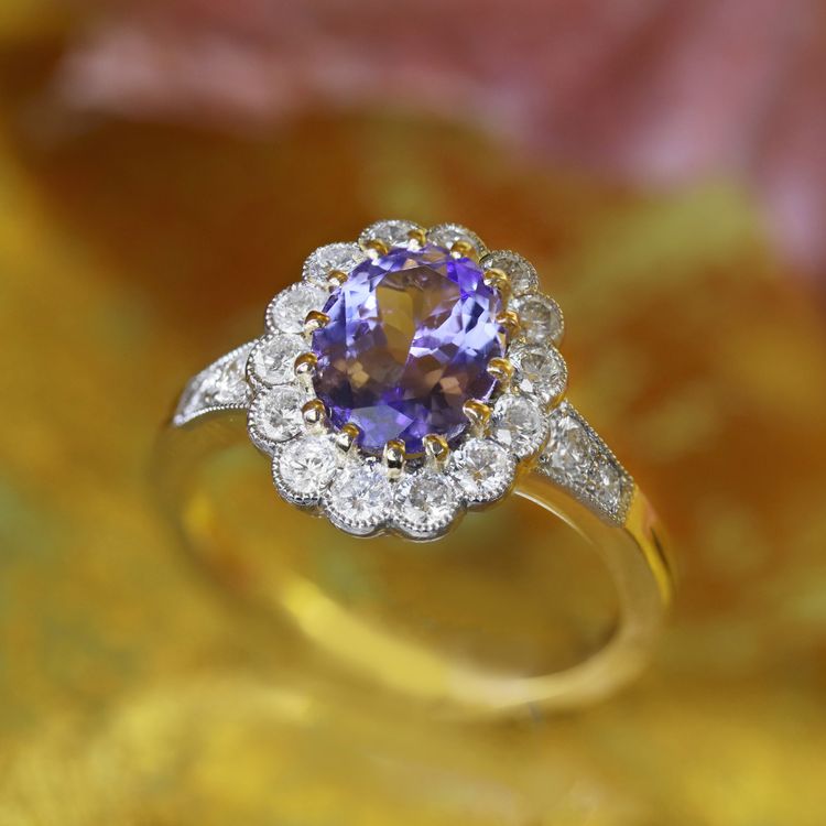 Bague Or Marguerite Tanzanite Diamants
