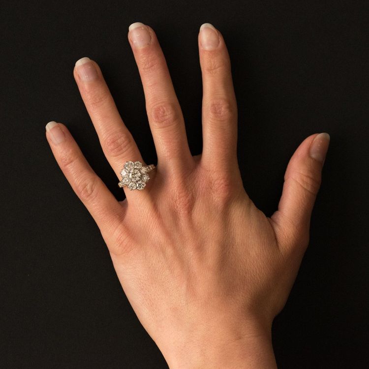 Platinum Gold Marguerite Diamond Ring