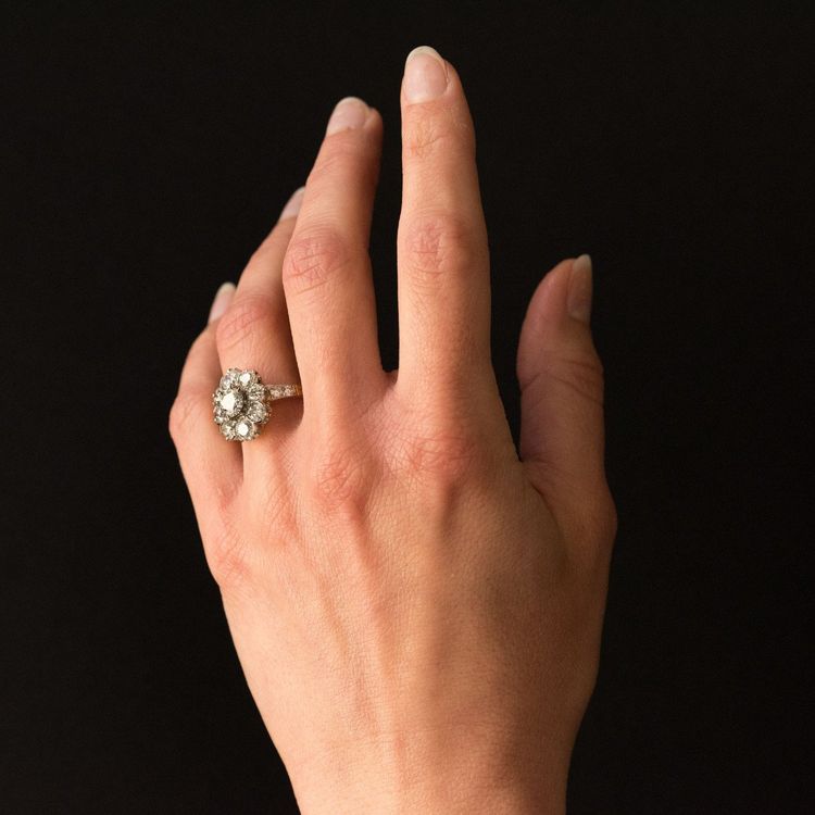 Platinum Gold Marguerite Diamond Ring