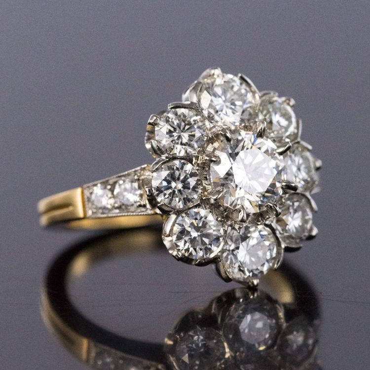 Platinum Gold Marguerite Diamond Ring