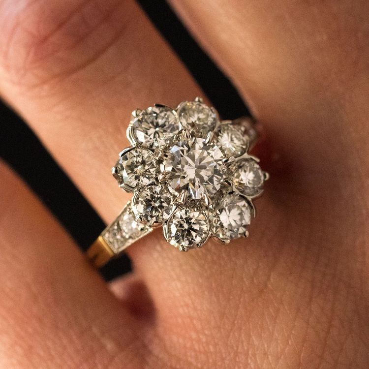 Platinum Gold Marguerite Diamond Ring