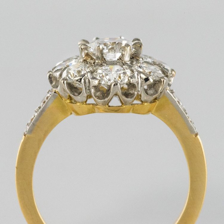 Platinum Gold Marguerite Diamond Ring