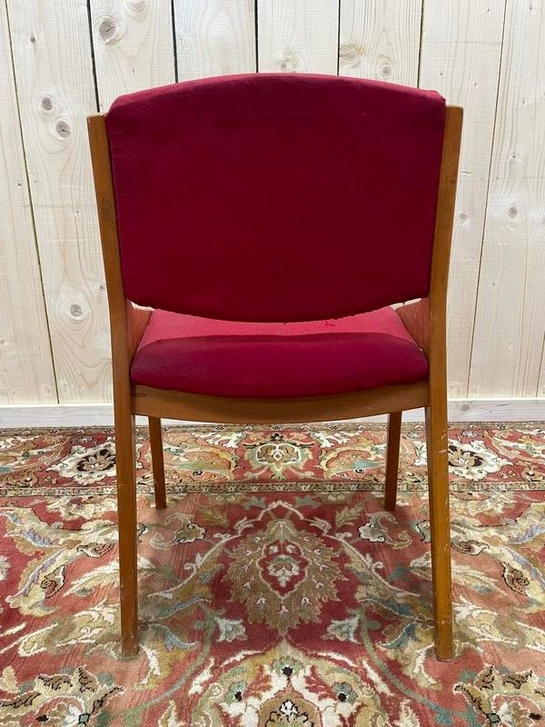 Suite de 6 chaises 1950 en hêtre massif 