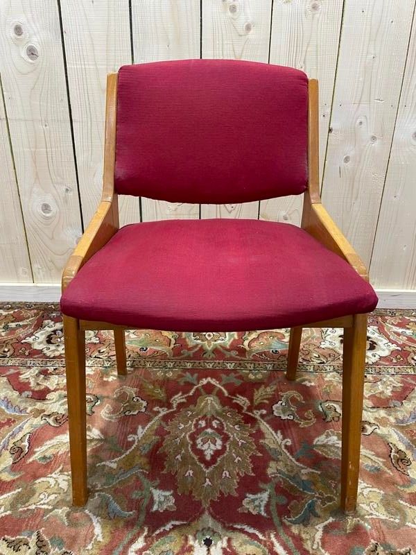 Suite de 6 chaises 1950 en hêtre massif 