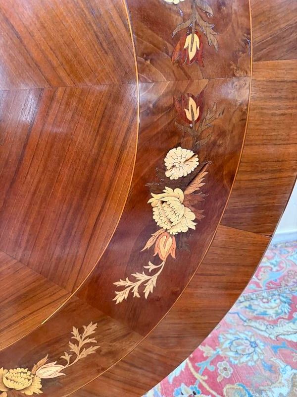 Dining table - Tilted Guéridon in Napoleon III style marquetry
