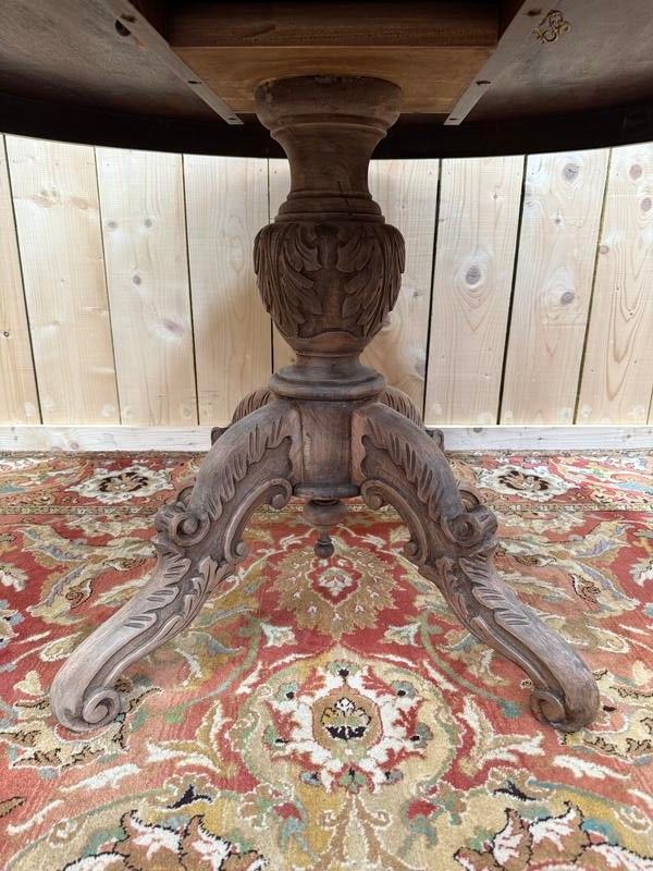 Dining table - Tilted Guéridon in Napoleon III style marquetry