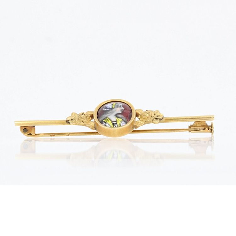 Limoges Emaille Haarspange Brosche