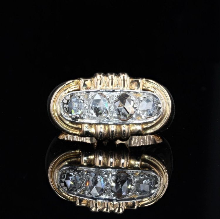 Anello Tank con diamanti taglio rosa