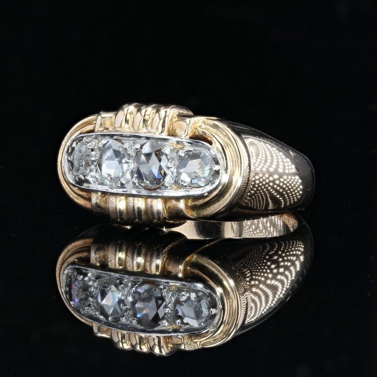 Anello Tank con diamanti taglio rosa