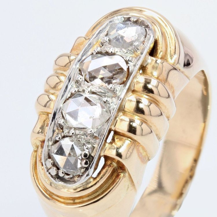 Anello Tank con diamanti taglio rosa