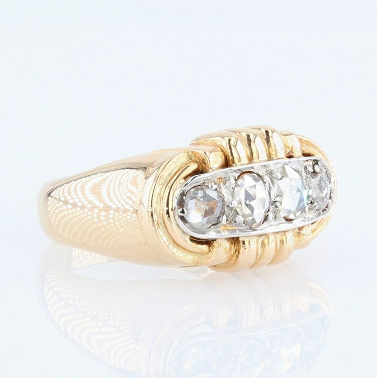 Anello Tank con diamanti taglio rosa