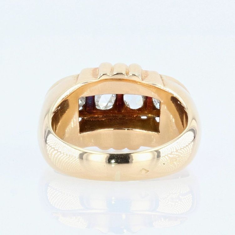 Anello Tank con diamanti taglio rosa