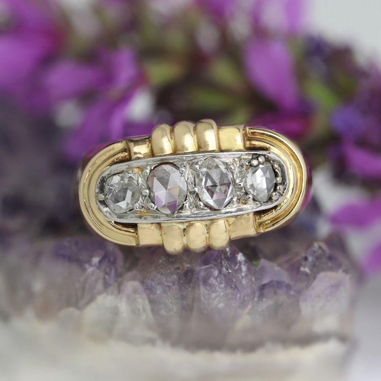 Anello Tank con diamanti taglio rosa