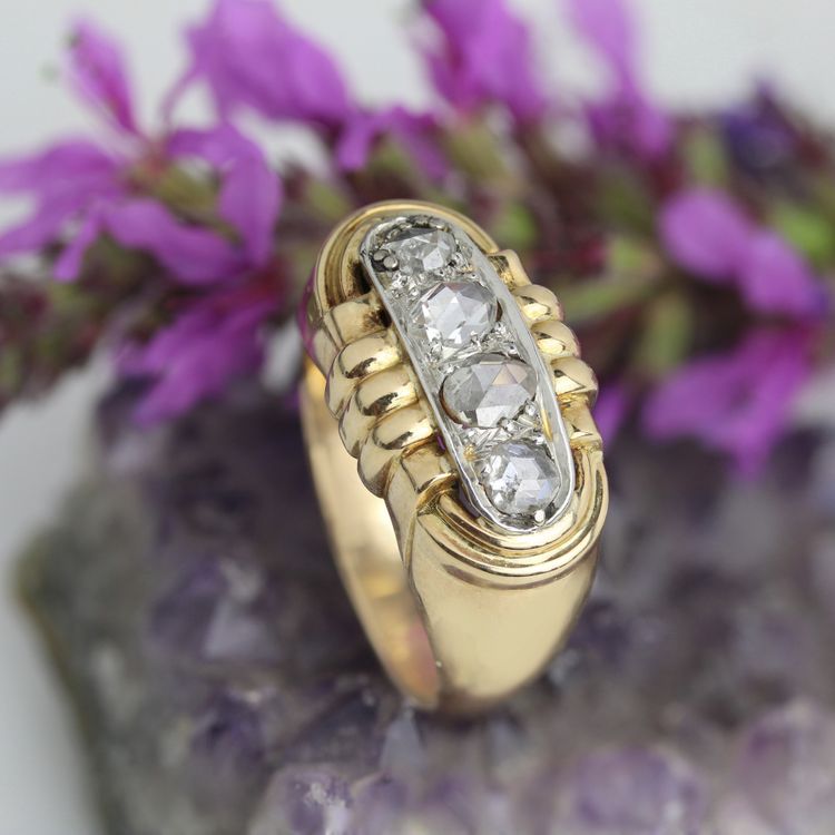 Anello Tank con diamanti taglio rosa