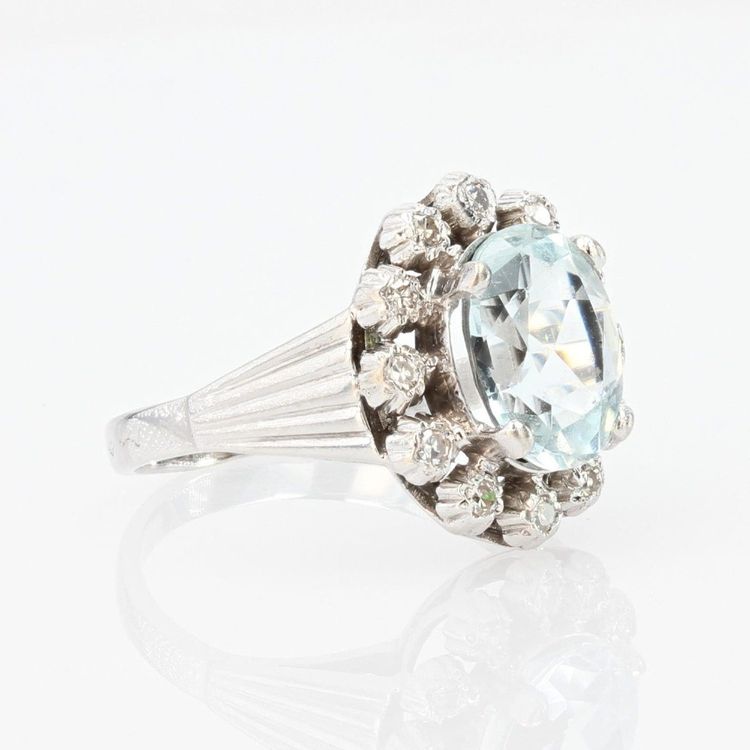 Antiker Aquamarin- und Diamantring