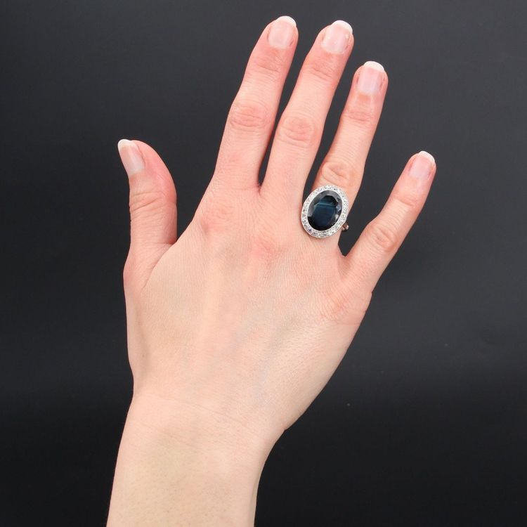 Antiker Saphir-Diamant-Ring