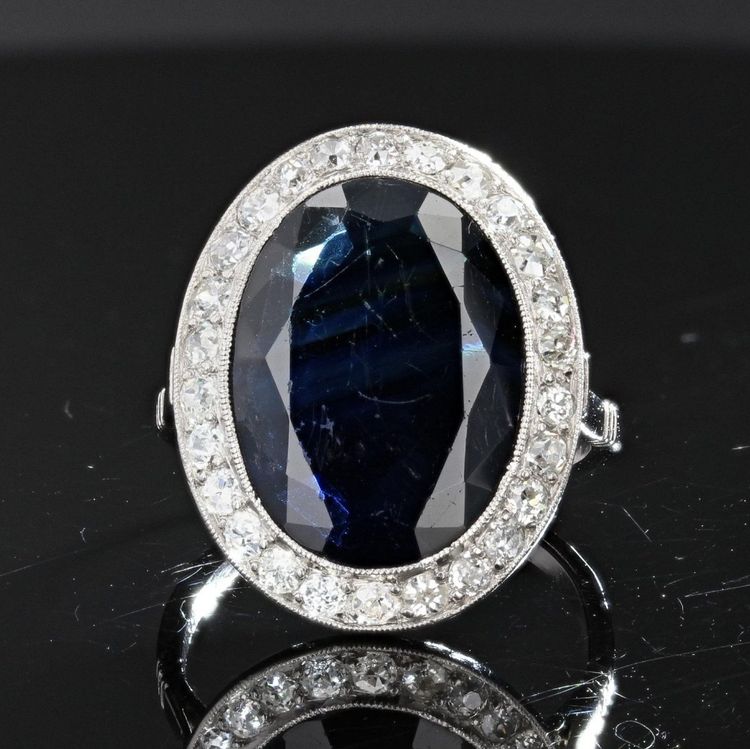 Antiker Saphir-Diamant-Ring