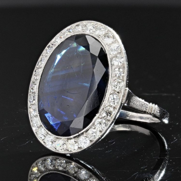 Antiker Saphir-Diamant-Ring