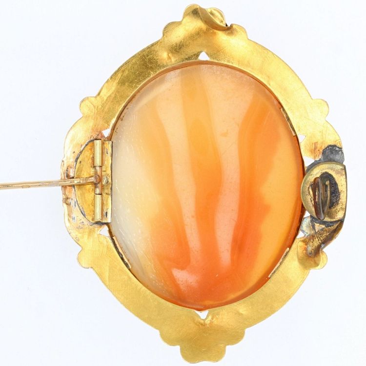 Parure Boucles d'Oreilles Et Broche Ancienne Or Camée Et émail