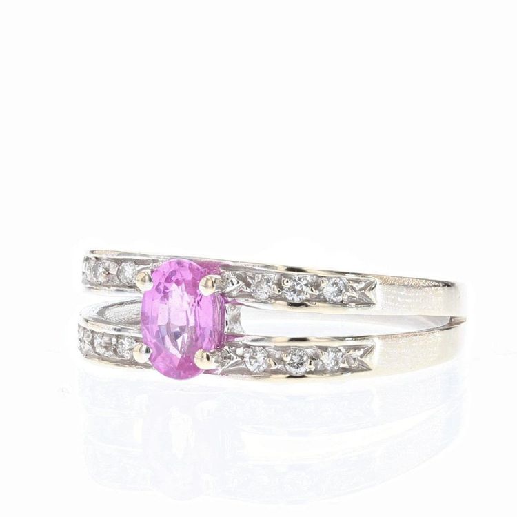 Bague Saphir Rose Diamants Or Blanc