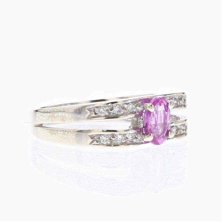 Bague Saphir Rose Diamants Or Blanc