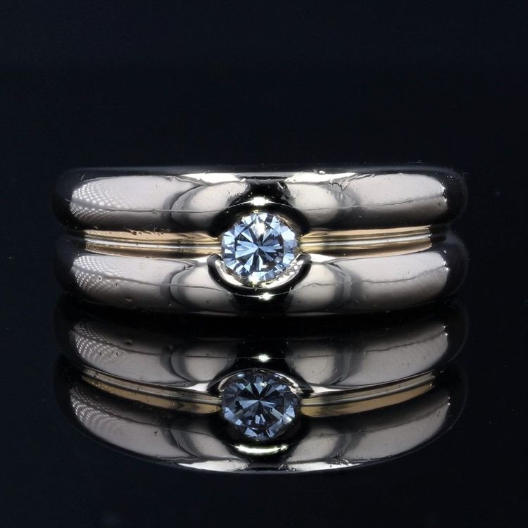 Bague 2 Joncs Or Jaune Diamant