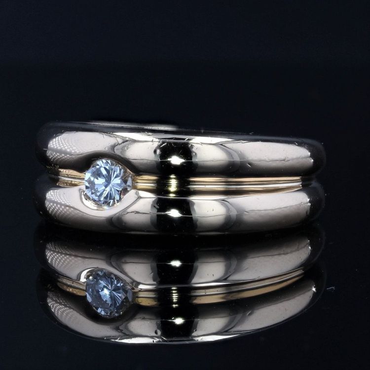 Bague 2 Joncs Or Jaune Diamant