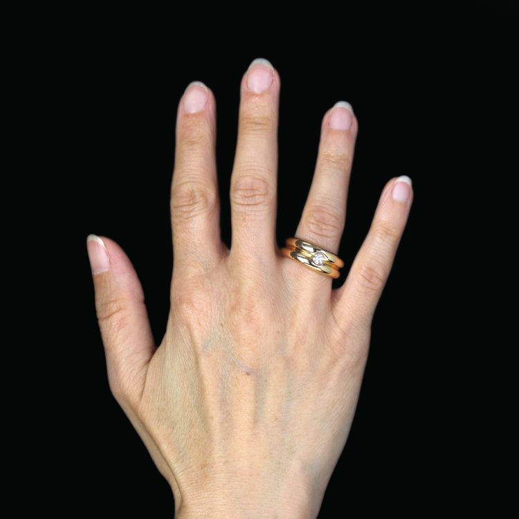 Bague 2 Joncs Or Jaune Diamant