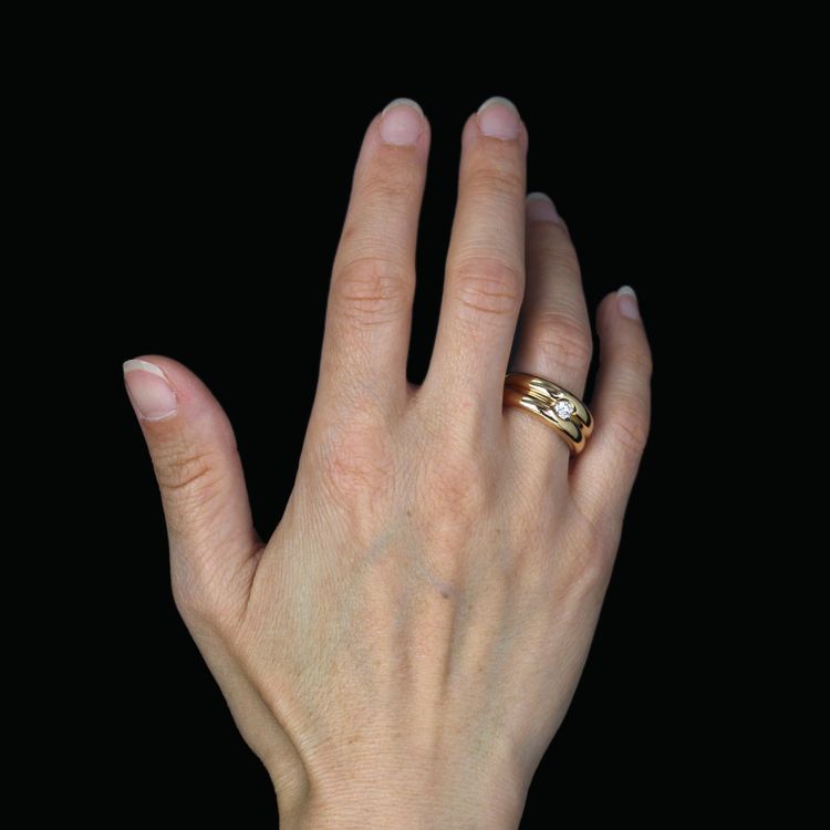 Bague 2 Joncs Or Jaune Diamant
