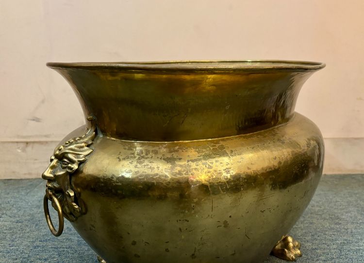 Hammered Brass Jardinière, 19th Century