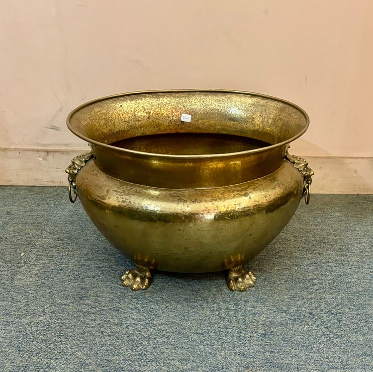 Hammered Brass Jardinière, 19th Century