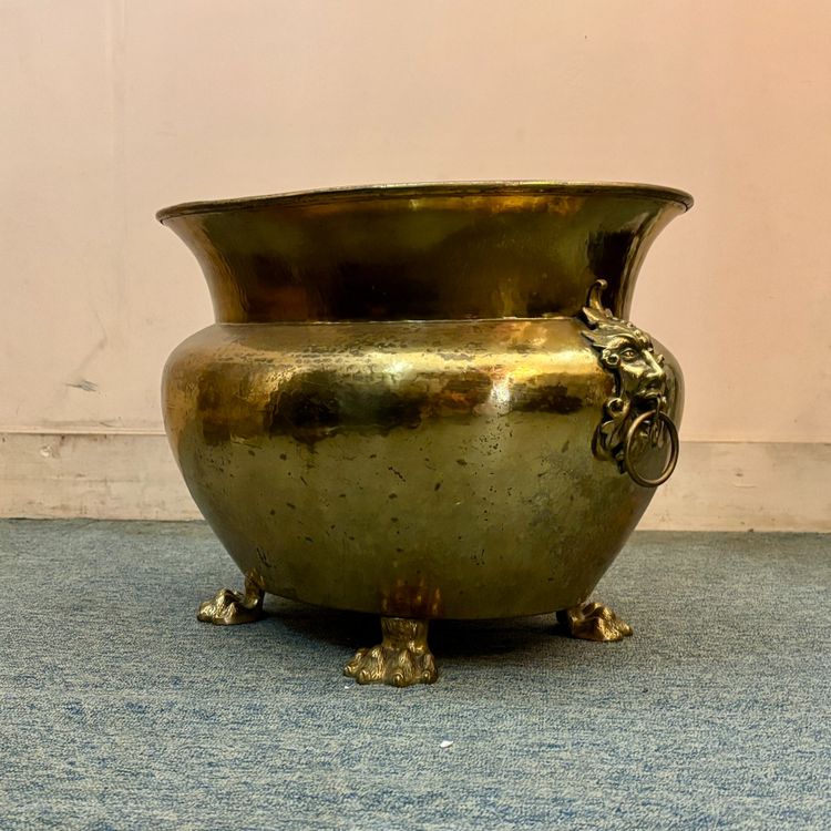 Hammered Brass Jardinière, 19th Century