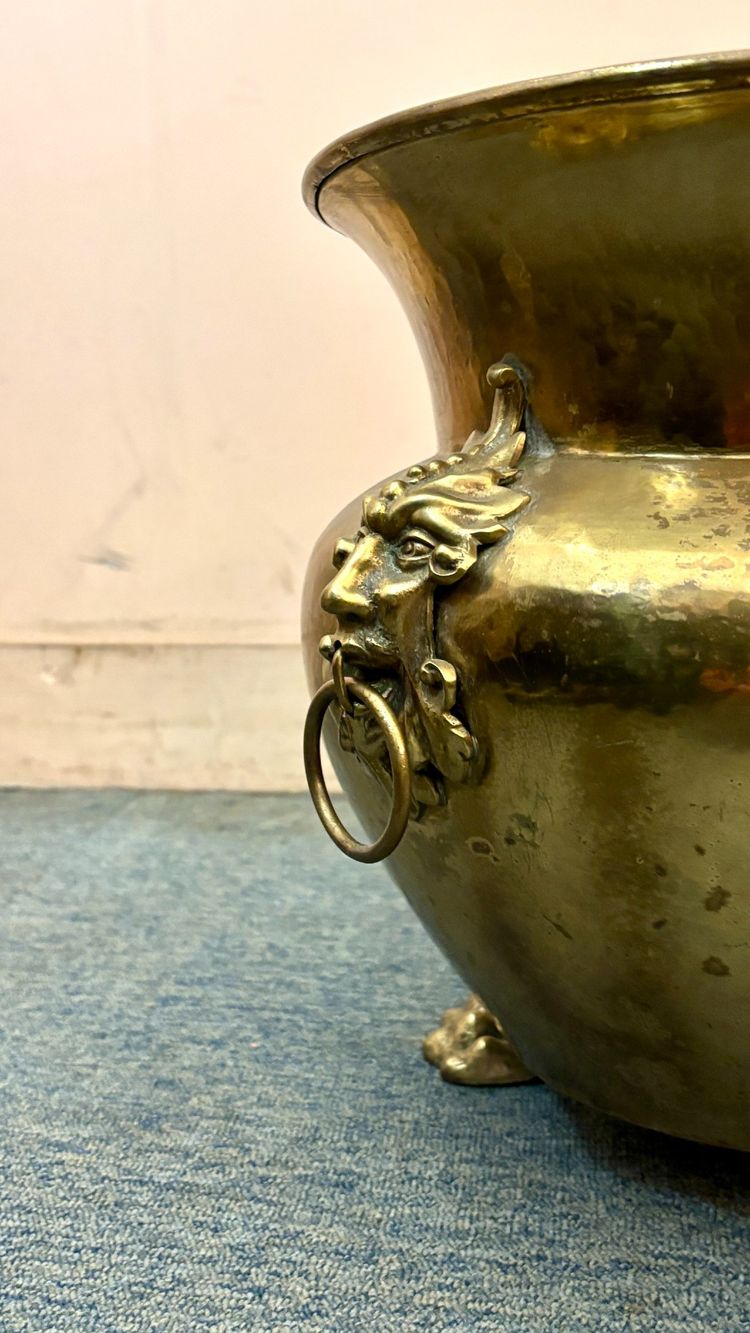 Hammered Brass Jardinière, 19th Century