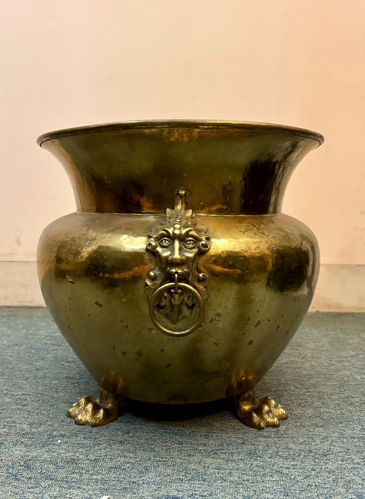 Hammered Brass Jardinière, 19th Century