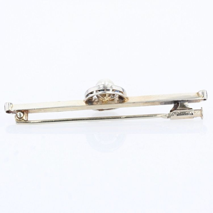 Perlen- und kalibrierte Saphir-Barrette-Brosche