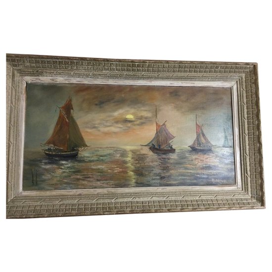 The peach, oil signed À. LESUR