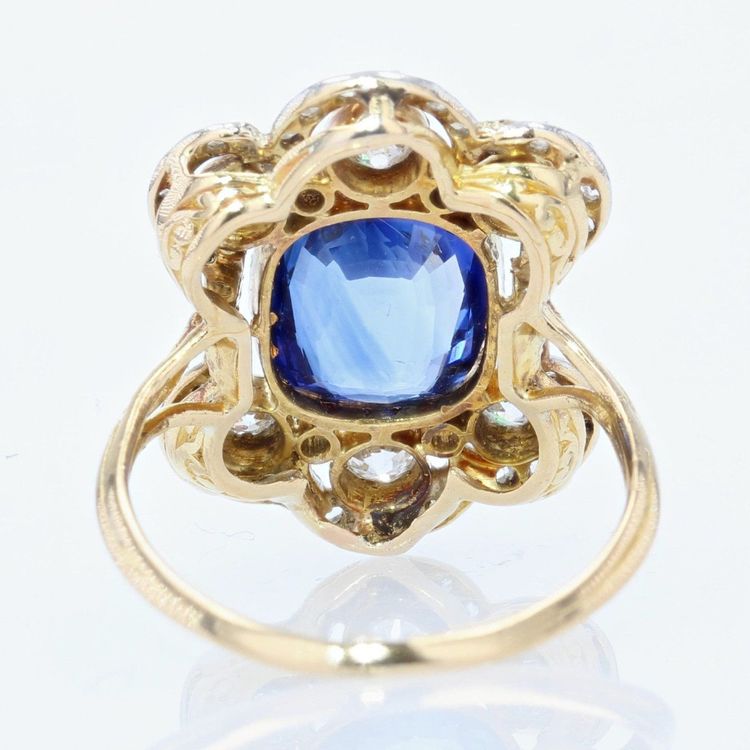 Antiker Napoleon III Saphir-Diamant-Ring