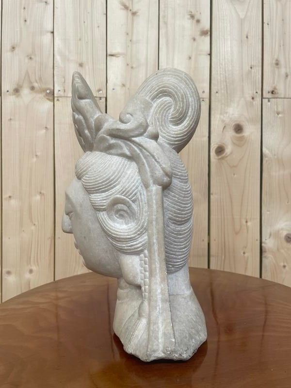 Chinese Buddha head Guanyin in marble
