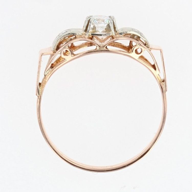 Bague Ancienne Rétro Or Rose Diamants