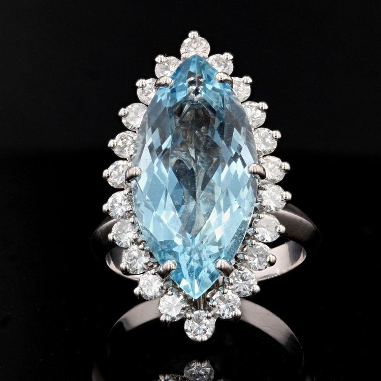 Bague Marquise Aigue-marine Et Diamants