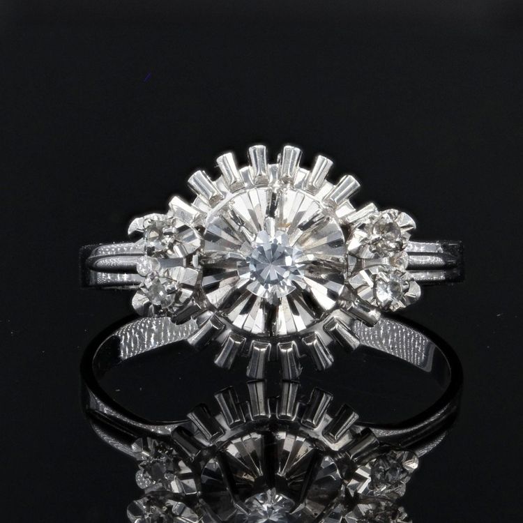 Bague Saphirs Blancs Rétro