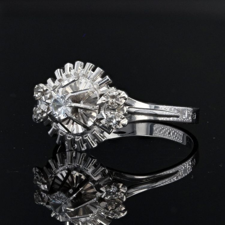Bague Saphirs Blancs Rétro