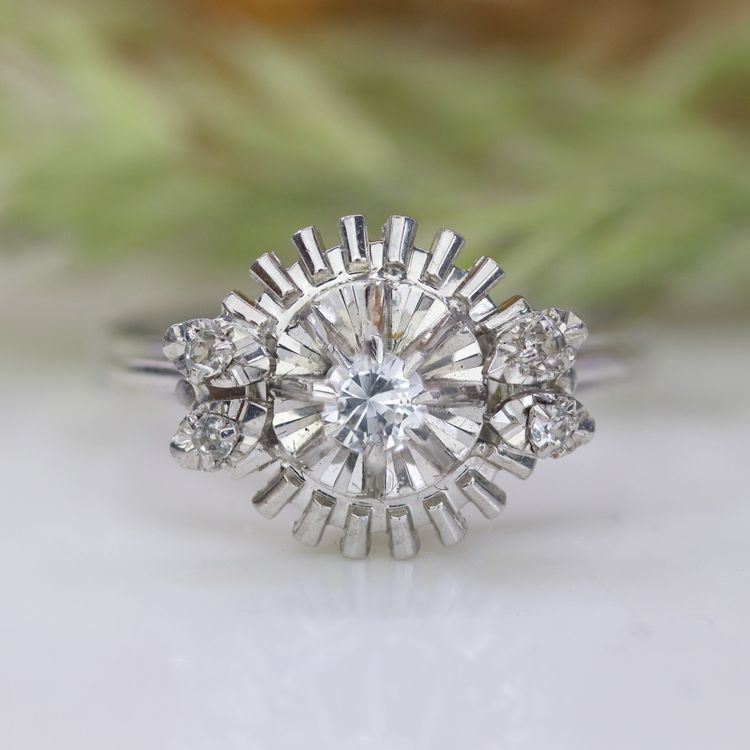 Bague Saphirs Blancs Rétro