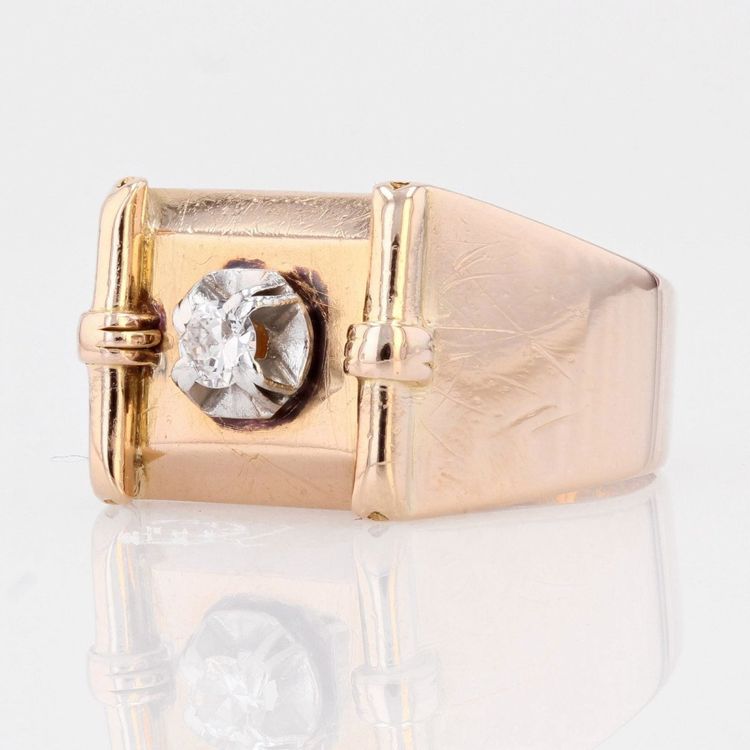 Tank Gold-Siegelring mit Diamanten